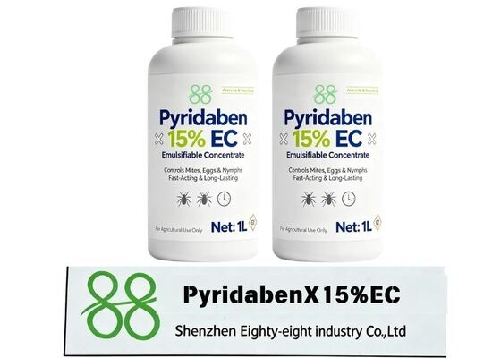 Pyridabène 15% CE Acaricide concentré émulsifiable de pyridazinone, pesticide à large spectre pour tous les stades Contrôle des acariens d'araignées sur les fruits légumes Thé, emballage personnalisé OEM d'usine