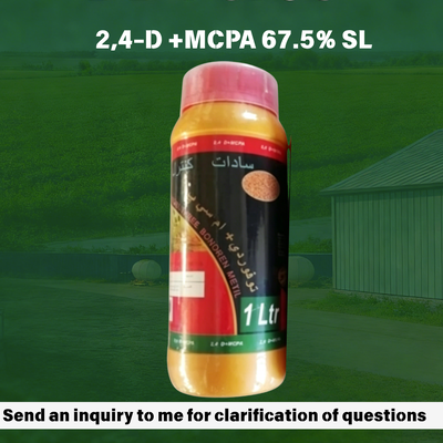 Utilisation d'herbicide sélectif liquide soluble de composé organique 2,4-D + MCPA 67,5% SL pour l'élimination des mauvaises herbes à feuilles larges dans les champs de céréales, prix compétitif en usine, commande en gros et emballage personnalisé acceptables.