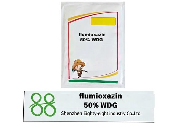 Flumioxazine 50% WDG Herbicide de contact pré-émergence Contrôle des mauvaises herbes Pour le soja, l'arachide, le fruit, le verger, le désherbant à feuilles larges